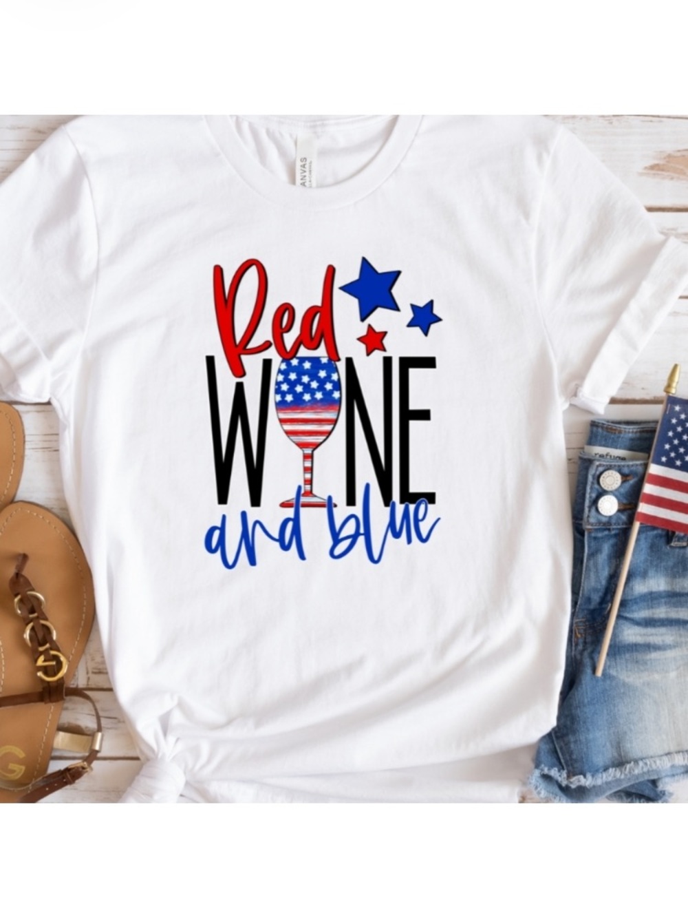 Red Wine and Blue Graphic Tee - White